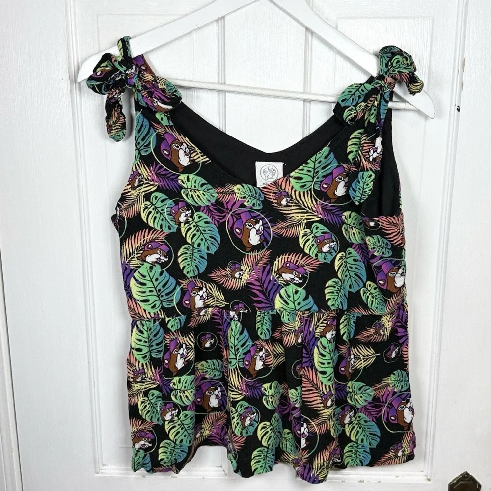 Bucee’s Women’s 2-Piece Short Tank Set in Flounce Palm Print W2209 Sz M
